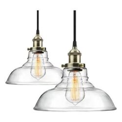❗SHINE HAI 2-Pack Pendant Light Hanging Glass Ceiling Mounted Chandelier Fixture, Modern Industrial E