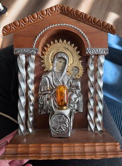 Orthodox Icon Shrine with Electric Candle