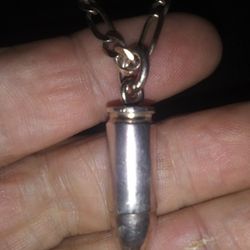 925...bullet. Chain Sterling Silver .21 In .31 Gram.145. Hand Made  Bullet Solid Silver