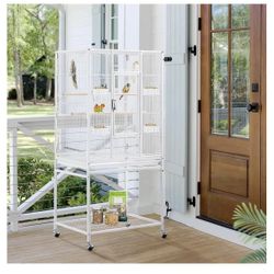 54-inch Wrought Iron Standing Large Parrot Parakeet Flight Bird Cage for Small Parrot Sun Parakeet Green Cheek Conure Lovebird Budgie Finch Canary Bir