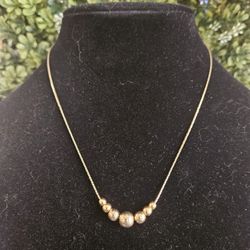 Gold-Plated 7 Sliding Ball Necklace - Vintage!