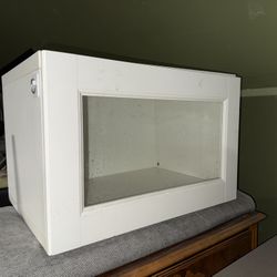 White Glass Display Cabinet / Shadow Box with Door 