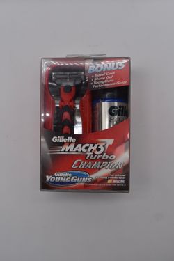 2003 Gillette Mach3 Turbo Champion Razor Set w/ Cartridges, Shave Gel, Case NASCAR!