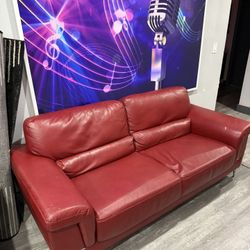 Red Leather Couch 