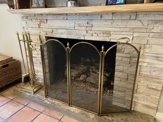 Vintage Brass Fireplace Screen