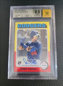 Pop2 BGS 9.5,10 on card Auto Rc Andy Pages 2024 Topps Heritage Real One Auto💙📉