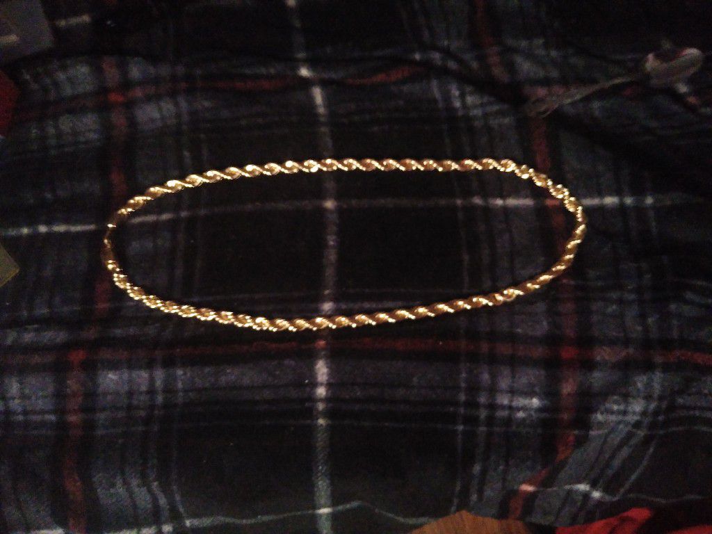 Gold Stainless Steel Rope Chain And Bracelet