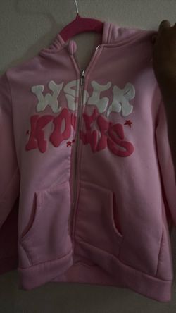 Pink Zip-Up Hoodie with Graphic Print