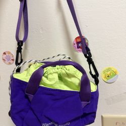 Wanting Studio Purple Neon Green Drawstring Crossbody Bag