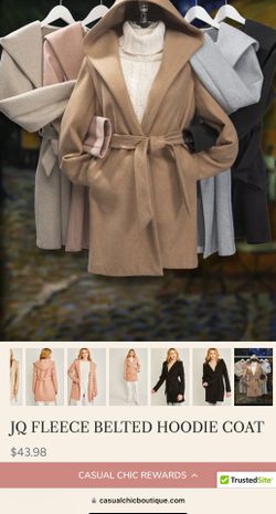 JQ FLEECE BELTED HOODIE COAT Size small 