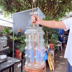 Mid Century Modern Hand Made glass Bubble table lamp