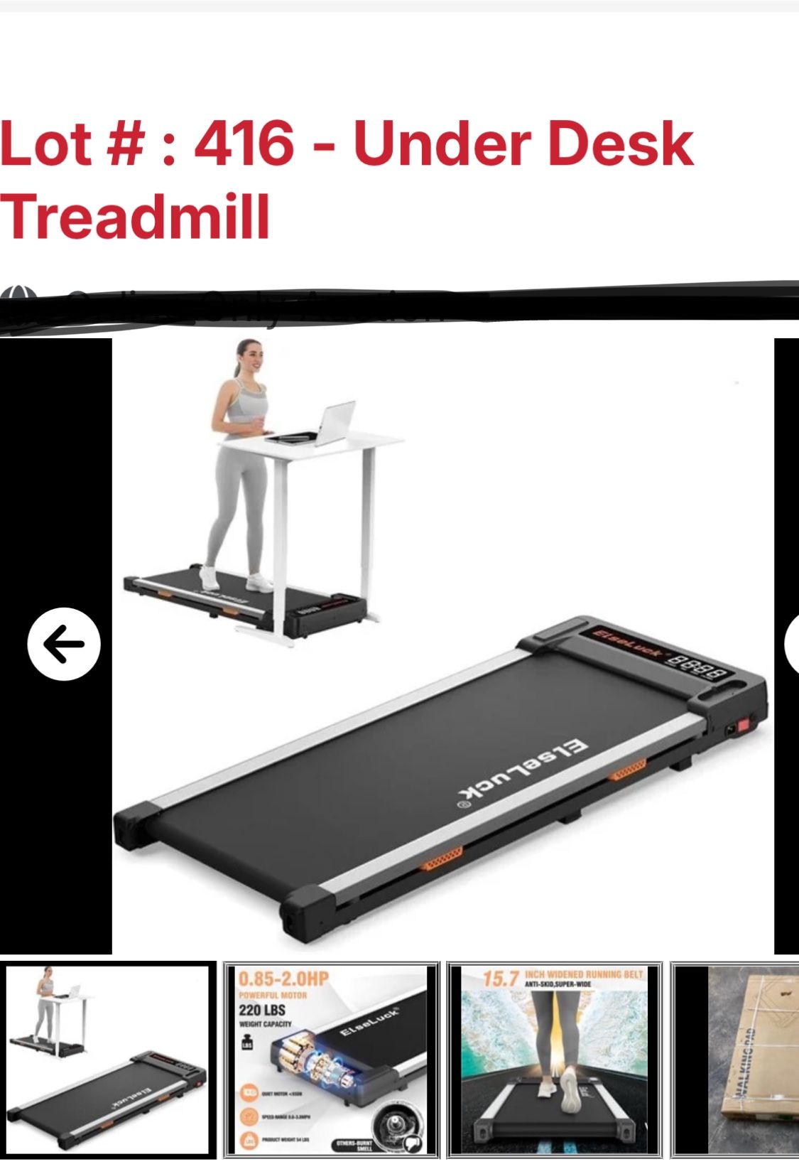 NEW ELSELUCK TREADMILL IN BOX… STORES UNDER BED OR COUCH WHEN NOT IN USE