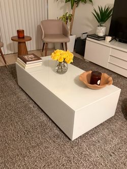 Modern White High Gloss Block Coffee Table