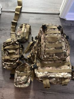 Large Heavy Duty Backpack With Fanny Pack And Additional Pockets