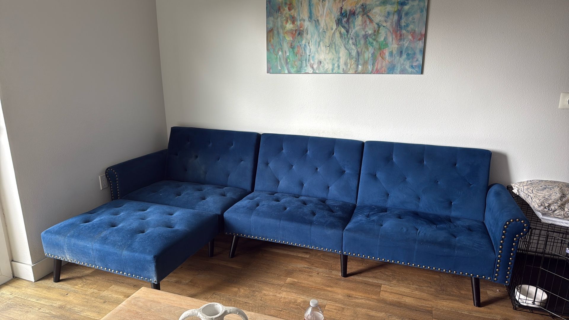 Blue Sectional Couch / Sofa Bed 