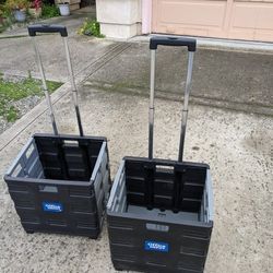 Collapsible Rolling Crate On Wheels Tote Basket