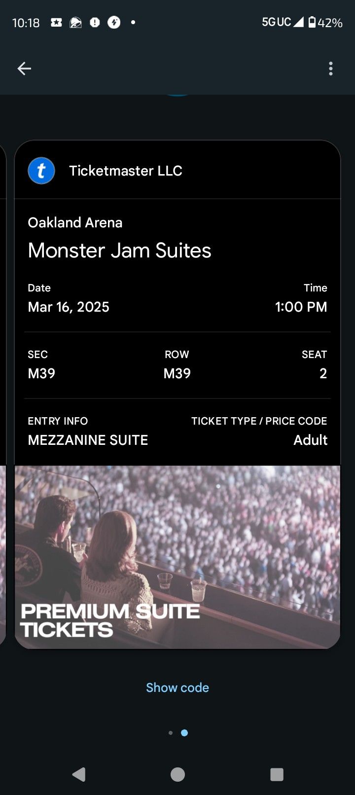 Monster Jam Mezzanine Suite Ticket