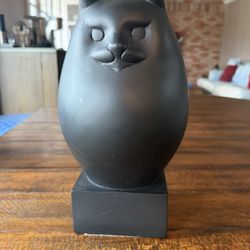 Vintage R.H. Recchia 1931 Persian Black Cat Statue | Museum of Fine Arts Boston MFA Replica, 12" Tall, Abstract Modernist