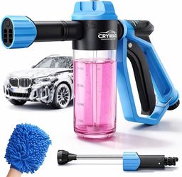 Car Wash Foam Gun for Garden Hose, with Microfiber Wash Mitt, Foam Sprayer 3 spray modes & 50% higher water Pressure foam cannon kit, no pressure wash