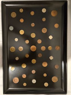 Vintage Couroc Of Monterey Serving Tray With Inlaid Coins Mid Century Modern