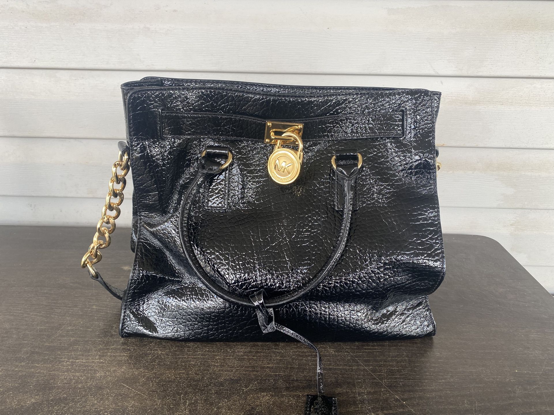 Michael Kors Hamilton embossed patent leather NS tote bag purse (pu100