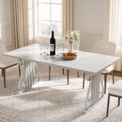 White Dining Table For 6 People