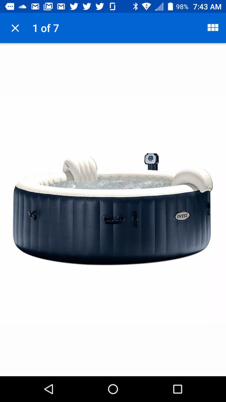 Intex PureSpa Portable Bubble Jet Spa 6 Person Inflatable Round Hot Tub