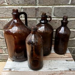 Vintage Amber Clorox Bottle Set