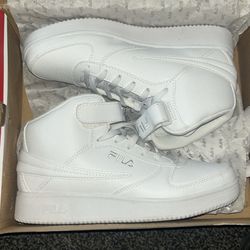 FILA White White A-High Faux Leather Shoes Men Sneakers