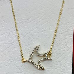 14k Soild Gold Chain With Bird Pendant 