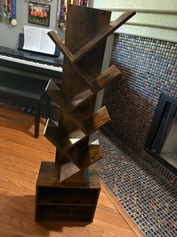 Tree-Shaped Wood Bookshelf Display Shelf