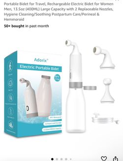 Portable Bidet for Travel, Rechargeable Electric Bidet for Women Men, 13.5oz (400ML) Large Capacity with 2 Replaceable Nozzles, Hygiene Cleaning/Sooth