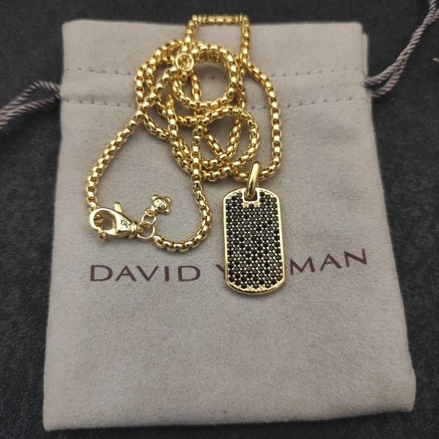 💜David Yurman gold full diamond black diamond brand necklace