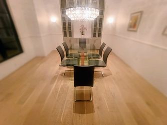 Modern Glass Dining Table + 6 Chairs – $4,500 New – Asking $450