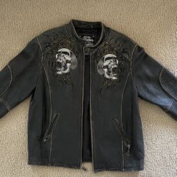 Affliction Skull Leather Jacket