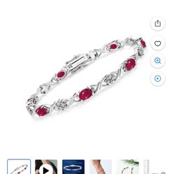 Sterling Silver Red Ruby Tennis bracelet 