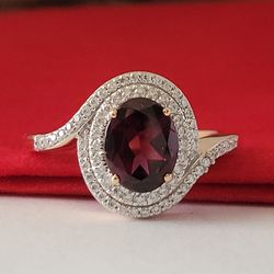 $1,700 | Size 9 | 10K Solid Rose Gold Garnet & Diamond Ring – High Profile Design, Post Tags: 10k 14k anillos de oro