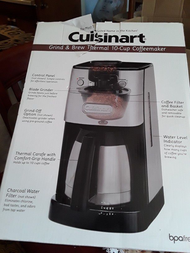 Cuisinart Grind and Brew 10 Cup Coffee Maker.  New In Box. With Original Receipt.