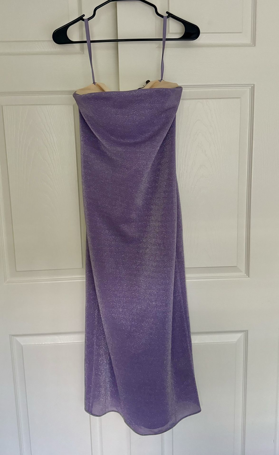 Tibi Purple Lurex Strapless Midi Dress