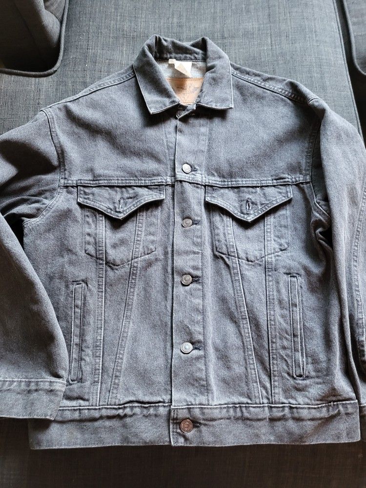 vintage international denim jacket men's grey small