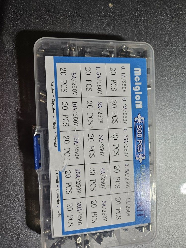300 Pcs 15 Values 5 x 20mm Fast-Blow Glass Fuse Assortment, 250V 0.1A/ -20A