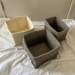 Three (3) Wool Felt Bins - Organizing Storage Baskets