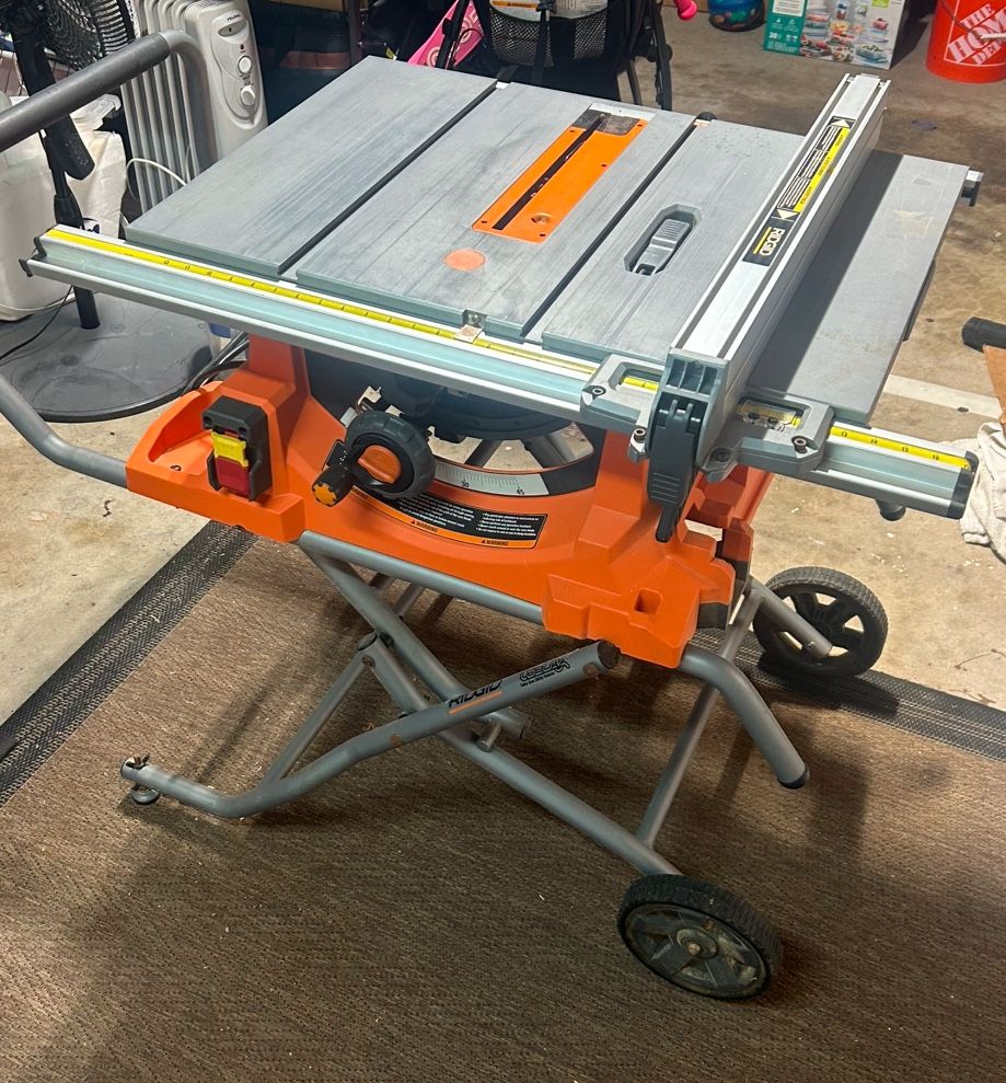 RIDGID 10” Table Saw w/ Rolling Stand – $250 (OBO)