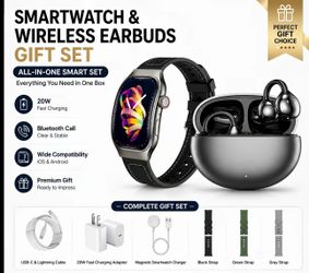 All-in-One Smartwatch Gift Set with Wireless Earbuds,