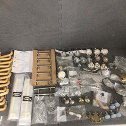 Large Lot Over 100 Pieces Drawer and Cabinet Pulls, Knobs, Handles, Hinges