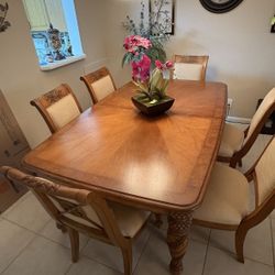 Wooden Dining Table Set with 6 Chairs