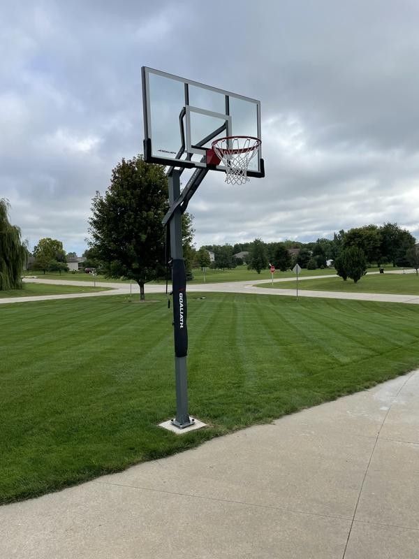 Goaliath 60 inch in ground basketball hoop, adjustable basketball court