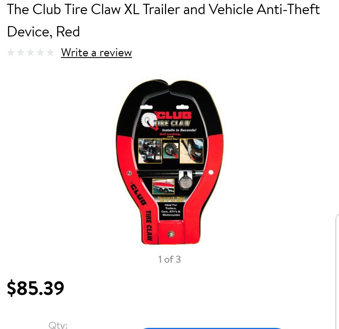 The Club 491 Tire Claw XL Security