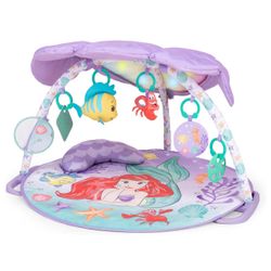 Bright Starts Disney Baby The Little Mermaid Twinkle Trove Light-Up Musical Baby Activity Gym with Tummy Time Pillow