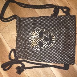 Black And Gold Skull Draw String Backpack